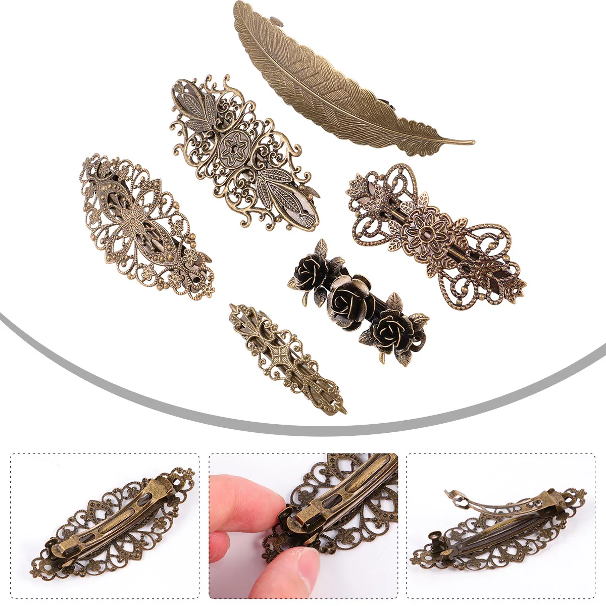 

6Pcs Vintage Hair Pin Barrette Set Fine Workmanship Attractive Appearance Wedding Birthday Party Hair Accessories for Ladies