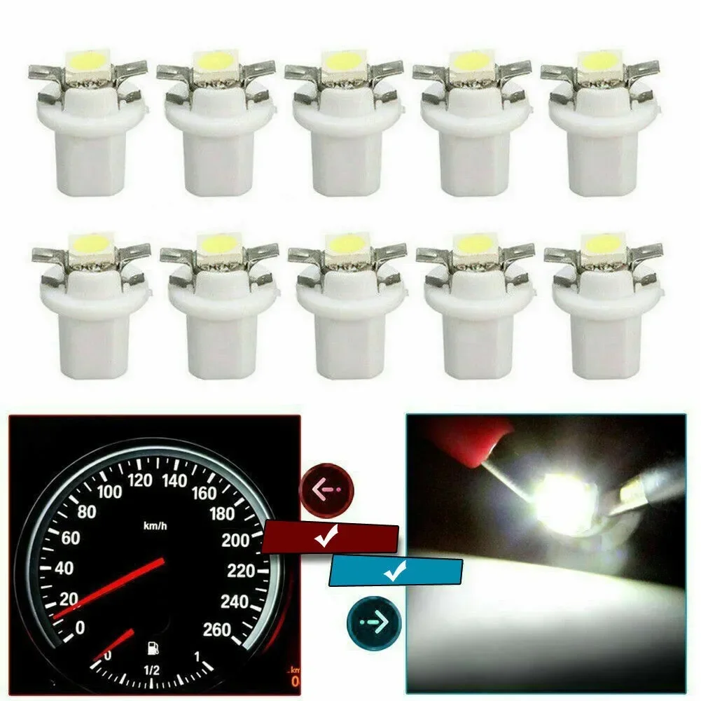 

10Pcs T5 B8.5D 5050 White Car LED Panel And Gauge Dashboard Dash Lamp Instrument Light Bulbs Car Accessories