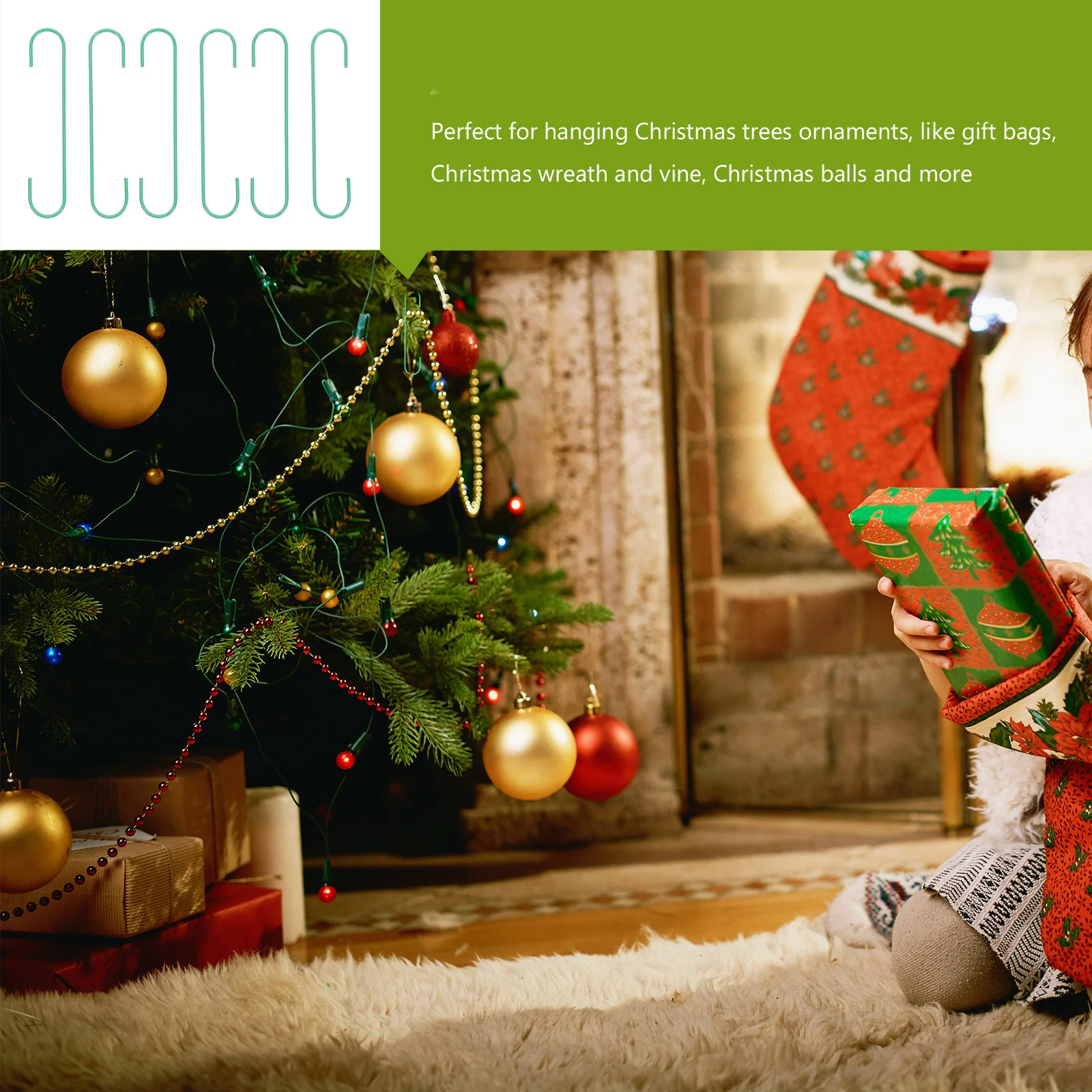 

100Pcs Multi-Functional Hooks Iron Christmas Tree Hangers for Xmas Balls Wreaths Decorations Xmas Hanging Hook