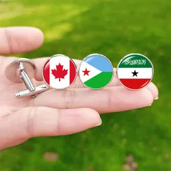 New Flag Glass Cufflinks for Men Decoration National Emblem Spain Turkey Venezuela Canada France Spain Brazil USA Cuff Buttons