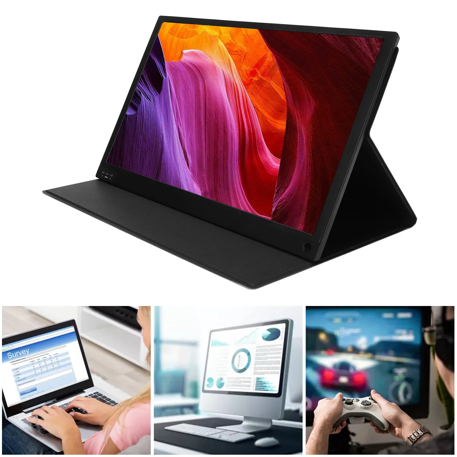 15.6 Inch Portable Monitor 1080P IPS Full View USB Portable Monitor For Laptop PC Mobile Phone Game Console