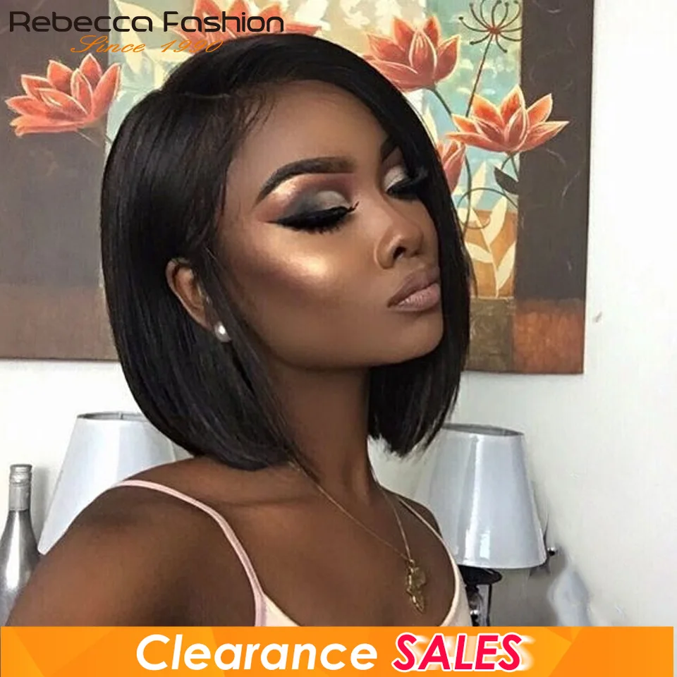Rebecca Short Bob Side Part Straight Bob 100% Human Hair Wigs Straight Short Bob Wig Brazilian Straight 100% Human Hair Wigs