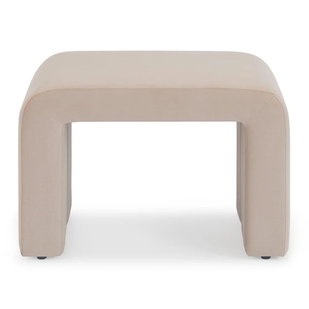 Velvet Waterfall Ottoman Multifunctional Footrest Coffee Table Lightweight Rectangular Curved Edge Indoor Seating Home Decor