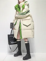 Down jacket for women 2025 new high-end fashion brand Korean version casual 90 white duck down jacket Overcoat