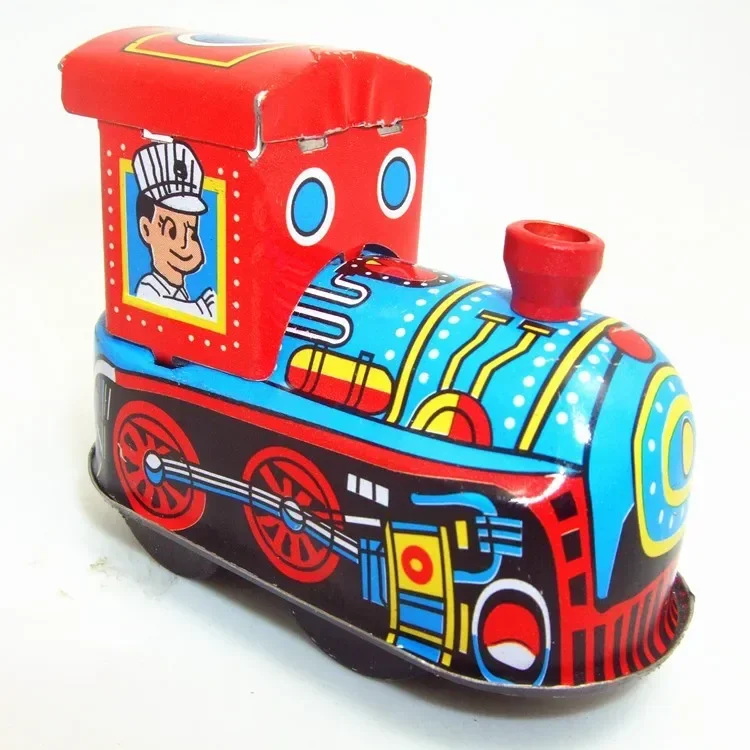 

[Funny] Classic collection Retro Clockwork Wind up Metal Walking Tin locomotive train robot recall Mechanical toys kids gift