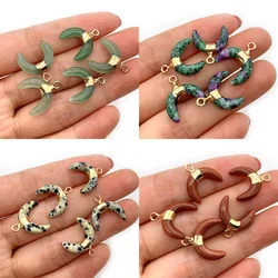 Crescent-shaped Polished Pendant Natural Stone Turquoise Agate 16x16mm Pendant Diy Jewelry Making Necklace Earrings Accessories