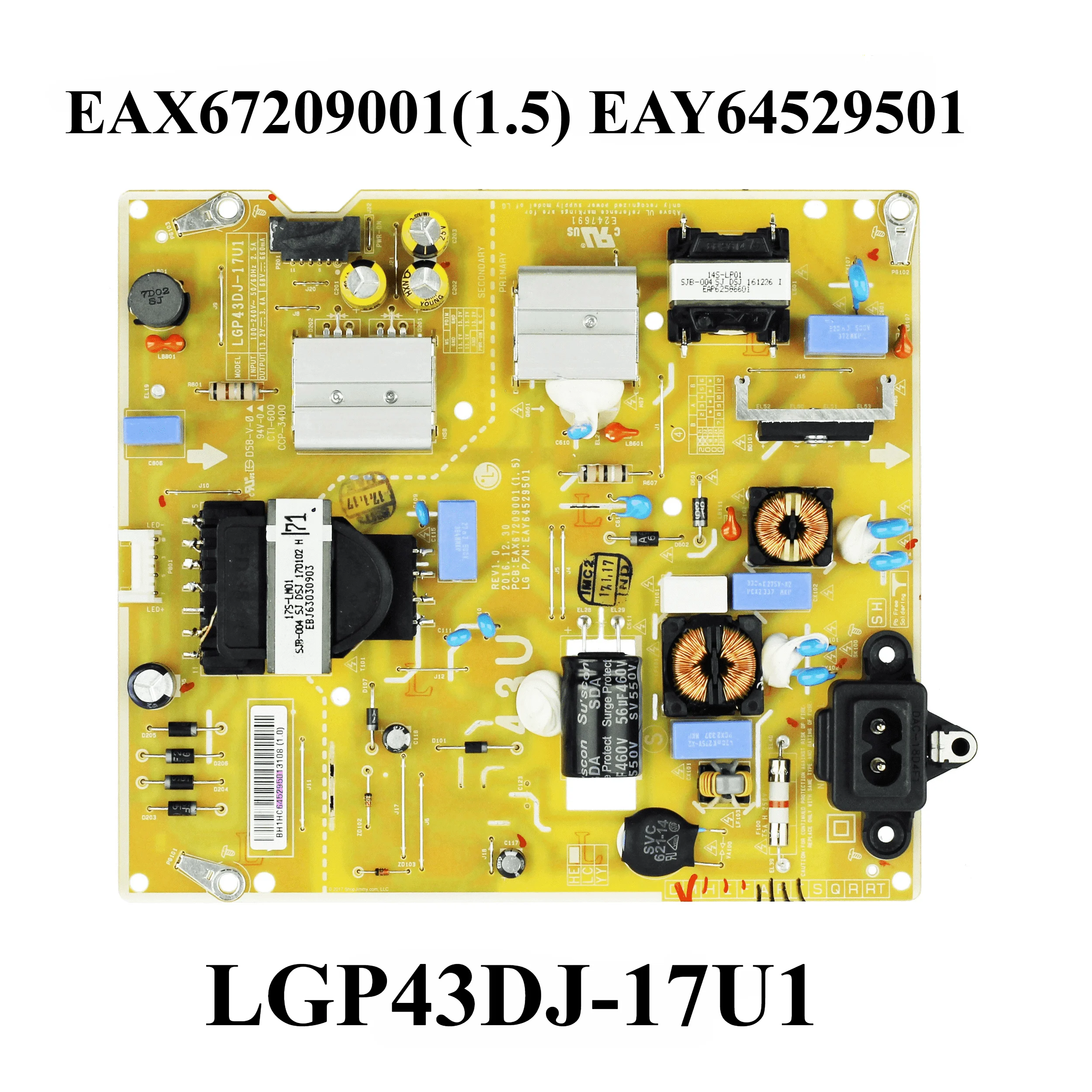 Original EAX67209001(1.5) EAY64529501 LGP43DJ-17U1 Power Supply Board is for 43UM6910PUA 43UM6950DUB 43UN6950ZUA 43UN7000PUB TV