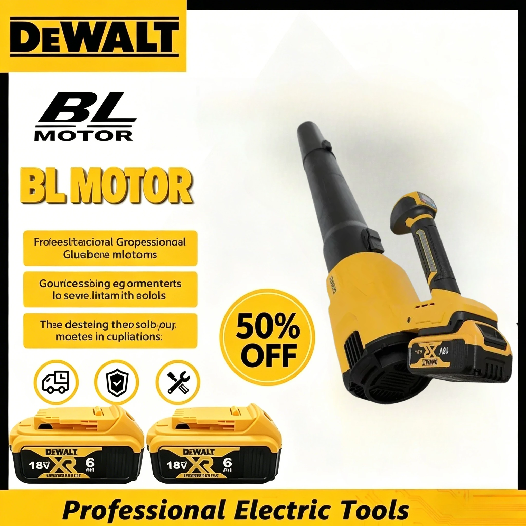

Беспроводная воздуходувка DeWALT BFJ01BA с бесщеточным двигателем, 3 скорости, высокая мощность, для уборки листьев и снега