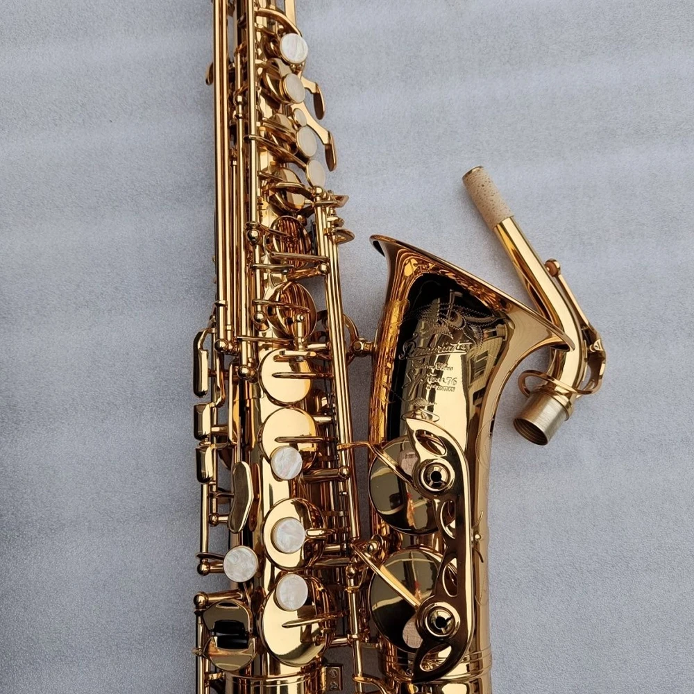 Classic 76 lacquered gold brass E-flat one-to-one alto saxophone professional playing jazz instrument Eb sax alto with accessori