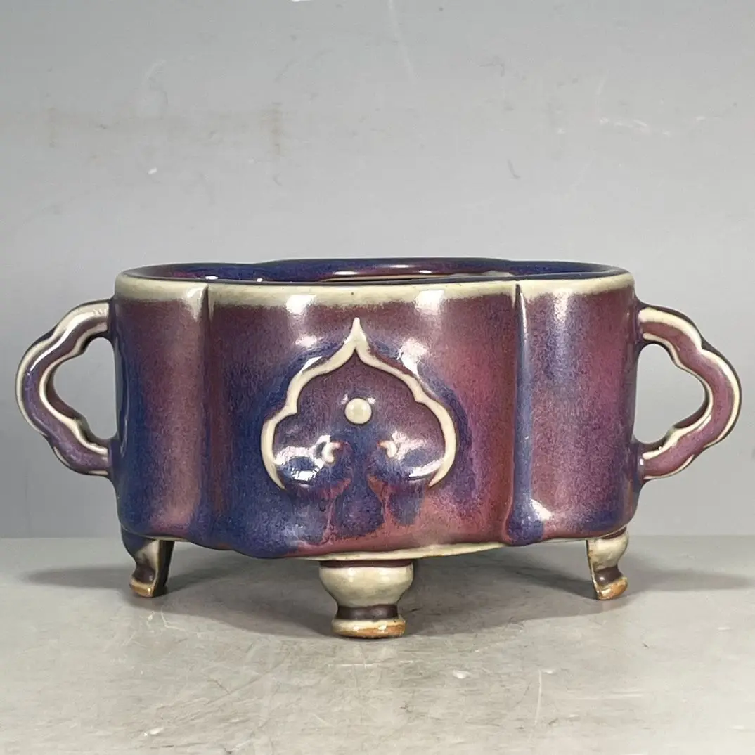 Song Jun Porcelain Incense Burner Flower Mouth Shape Transmutation Glaze Chinese Antique Collectible Ceramic Censer