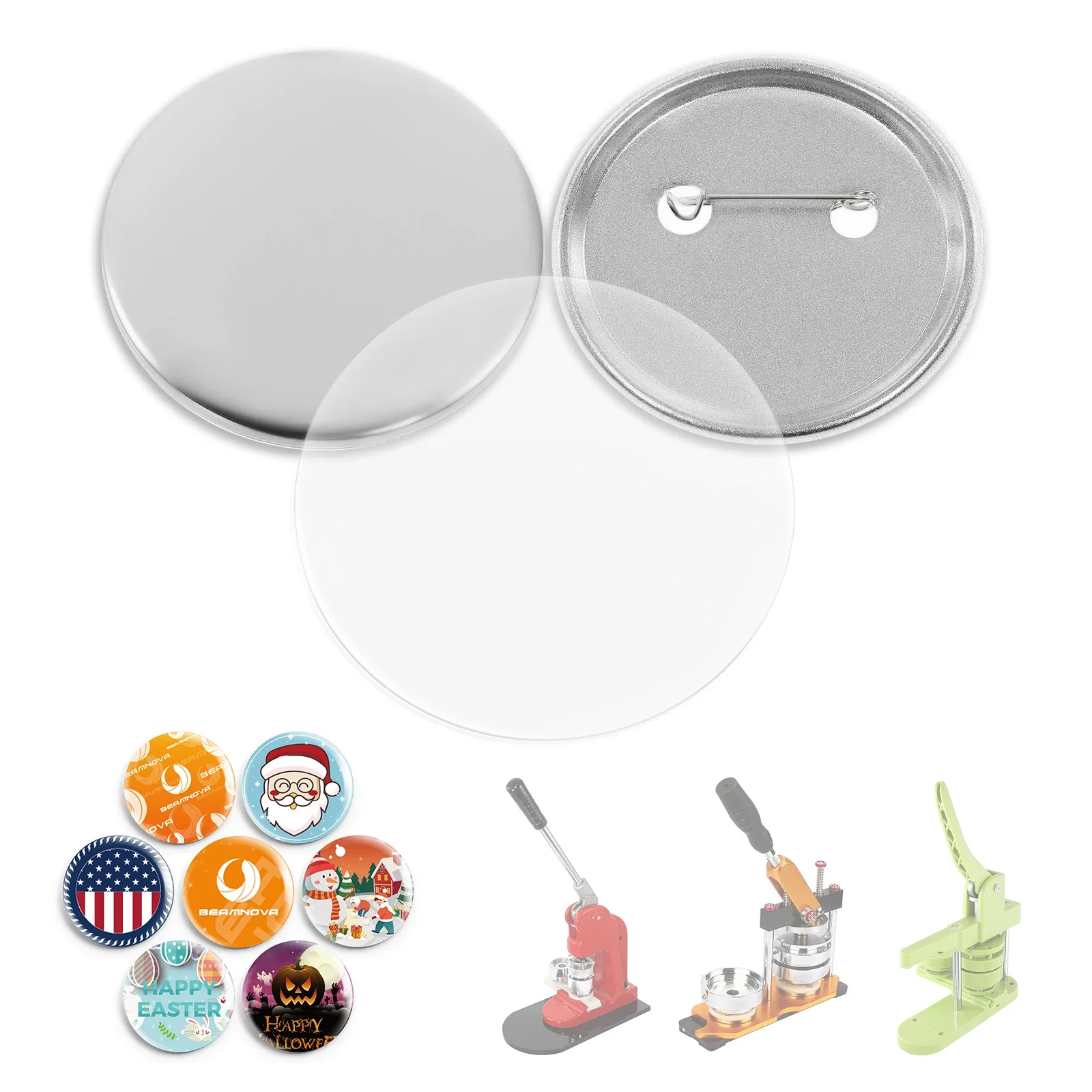 100set 58mm Blank Pin Button Badge Material Whiteboard Fridge Mini Magnets Morror Making Parts Punch Press Machine Supplies
