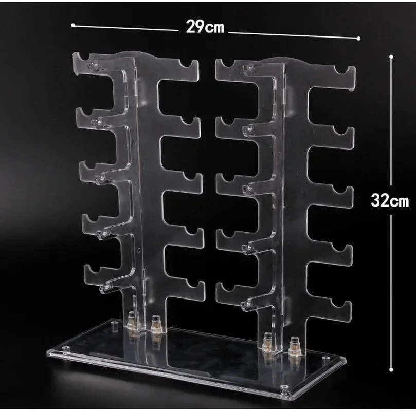 Two Row Sunglasses Rack 10 Pairs Glasses Holder Display Stand Transparent R9JE