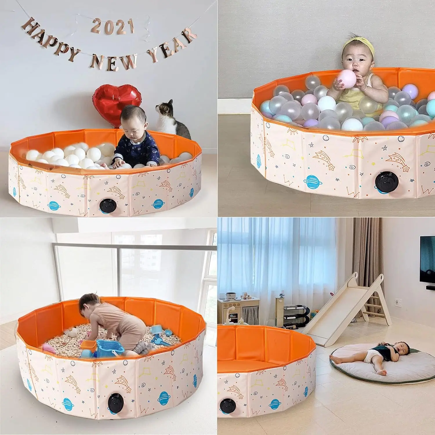 Tavolo per sabbia e acqua per bambini - Sala giochi pieghevole Contenitore per palline portatile Sabbia per giocattoli sensoriali per bambini Stoccaggio Piscina estiva per animali domestici Gioca A