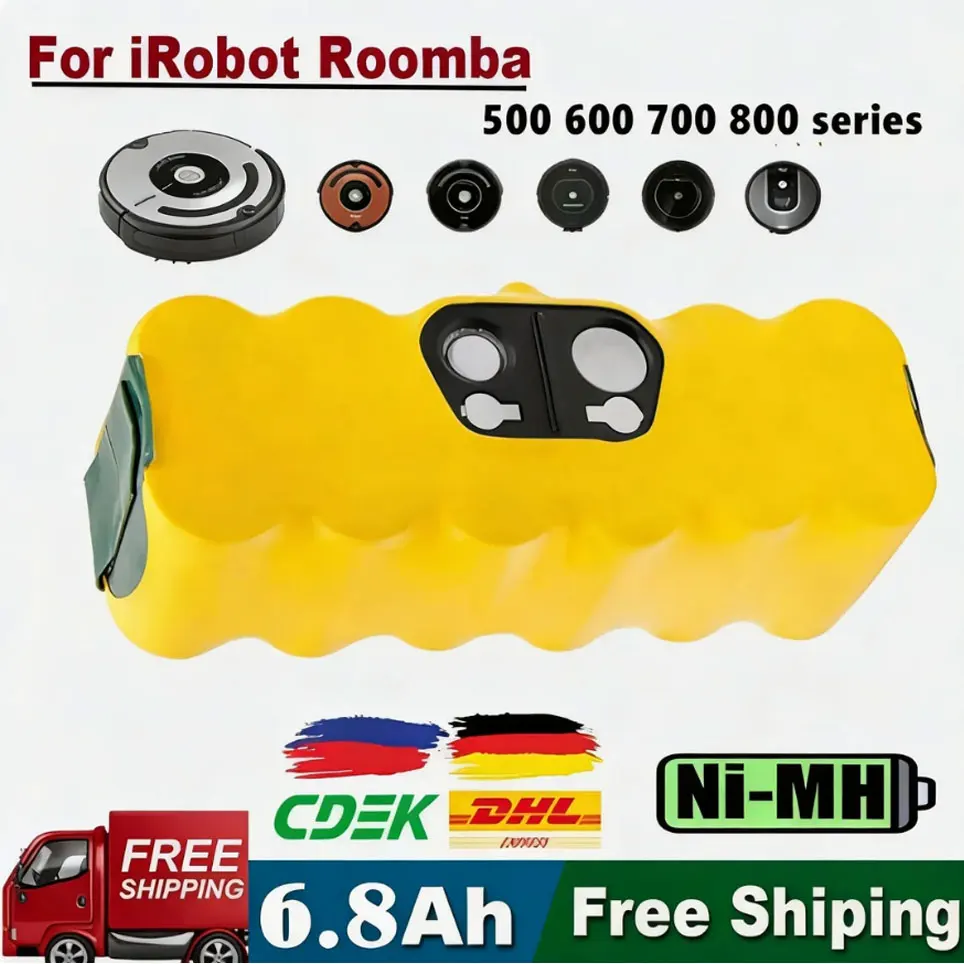 Batería de 14.4V para iRobot Roomba, batería de 6800mAh para iRobot Roomba series 500, 600, 700, 800, 900, 14.4 V, 620, 650, 770, 780, 580