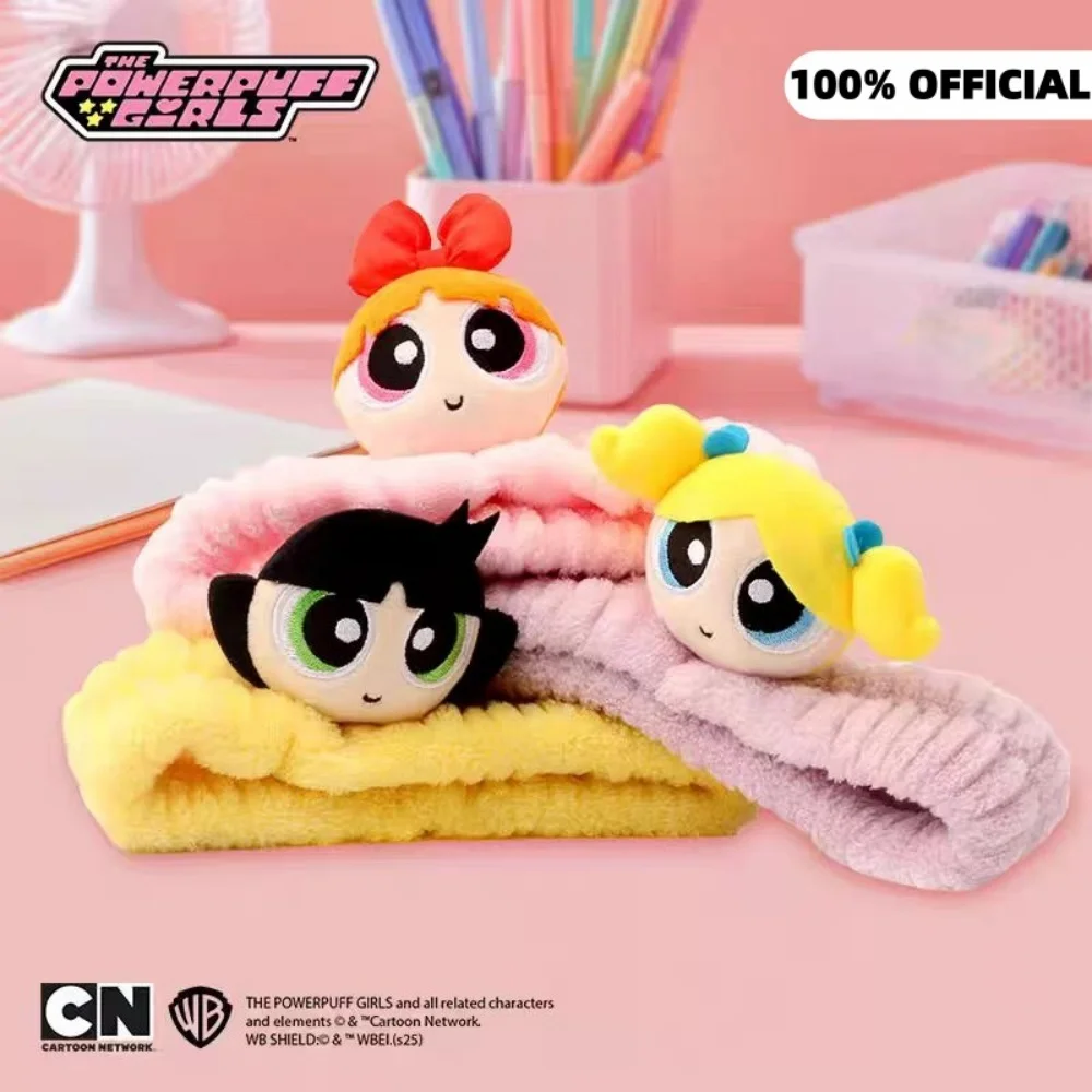 حقيقية Powerpuff الفتيات أفخم عقال لطيف زهر Buttercup غطاء الرأس النساء غسل الوجه الجمال الكرتون هيرباند فتاة هدية