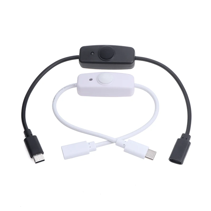USB Type C With ON/OFF Switch Power Button 30CM Charging Extension Cable Universal Type-C Extension Cable