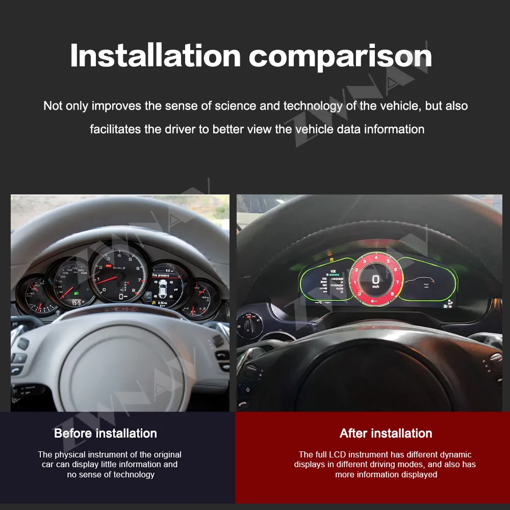 ZWNAV 12.3 Inch LCD Digitale Cluster voor Porsche Panamera 2010-2016 LCD Instrumentenpaneel Auto Dashboard Cockpit Snelheidsmeters