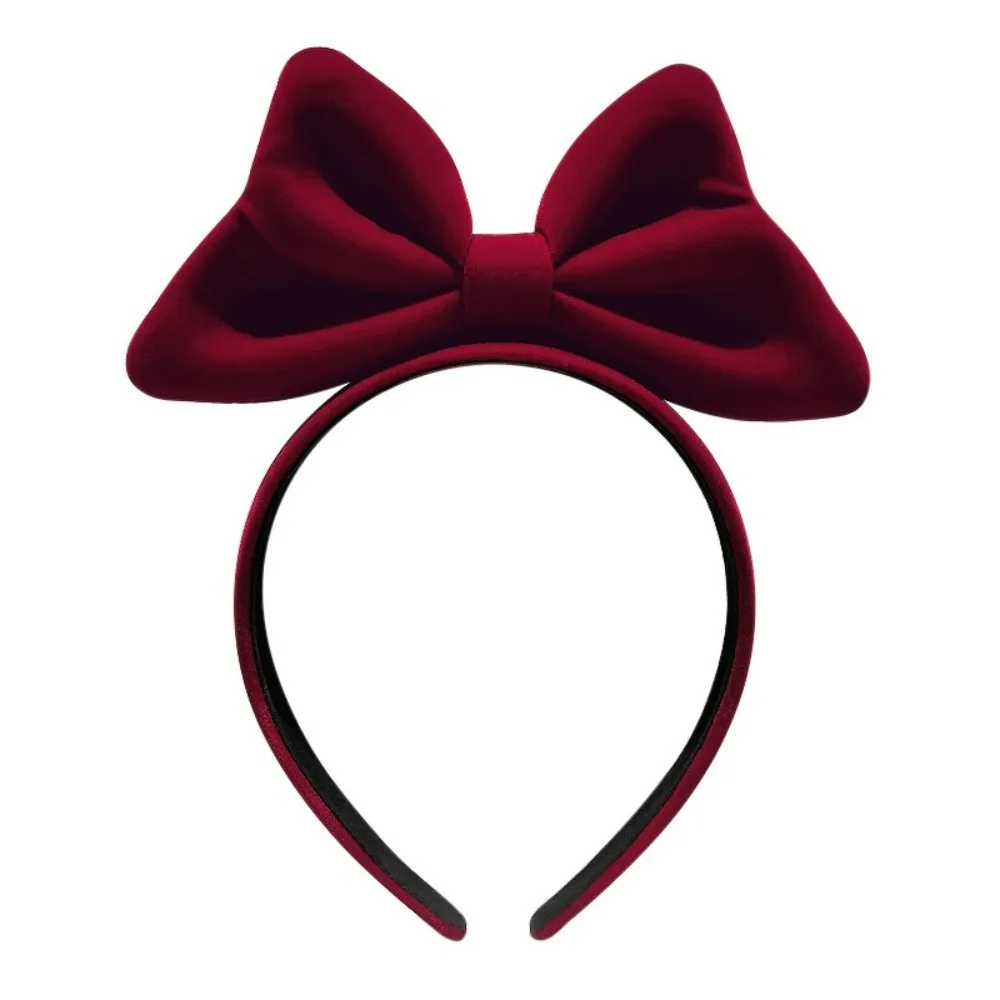 Elegant Women Large Bowknot Headband Christmas New Year Velvet Bow Hair Band Hair Clip Black Red Hair Accessories Noel Supplies