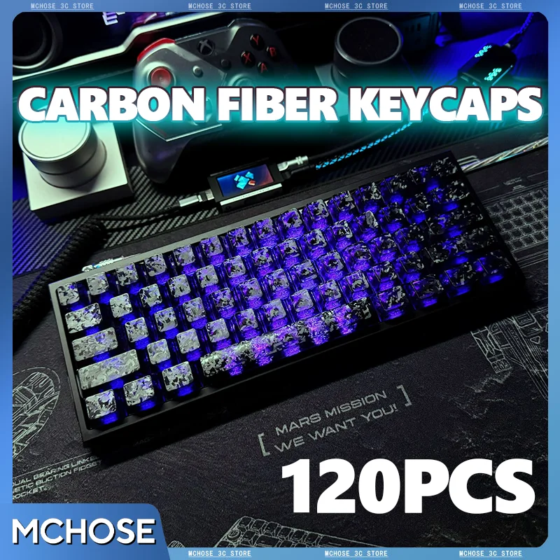 ICECARBON BLACKCARBON Forged Carbon Texture Keycaps Cherry P