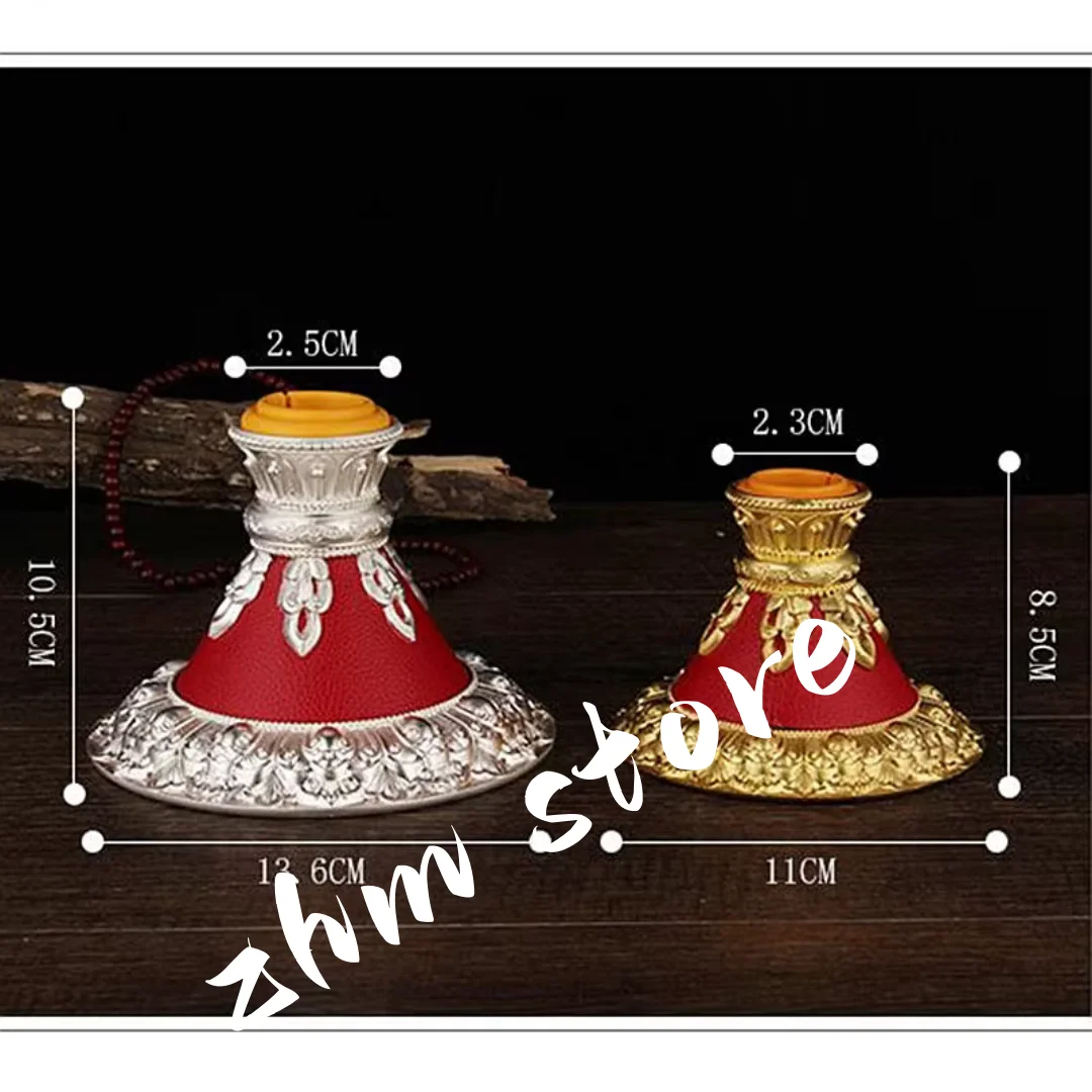 

10.5/8.5cm Gold/Silver Alloy Metal Lotus Base Tranic Hand Cranking Prayer Wheel Base Home/Office Putting Decorate Ornaments