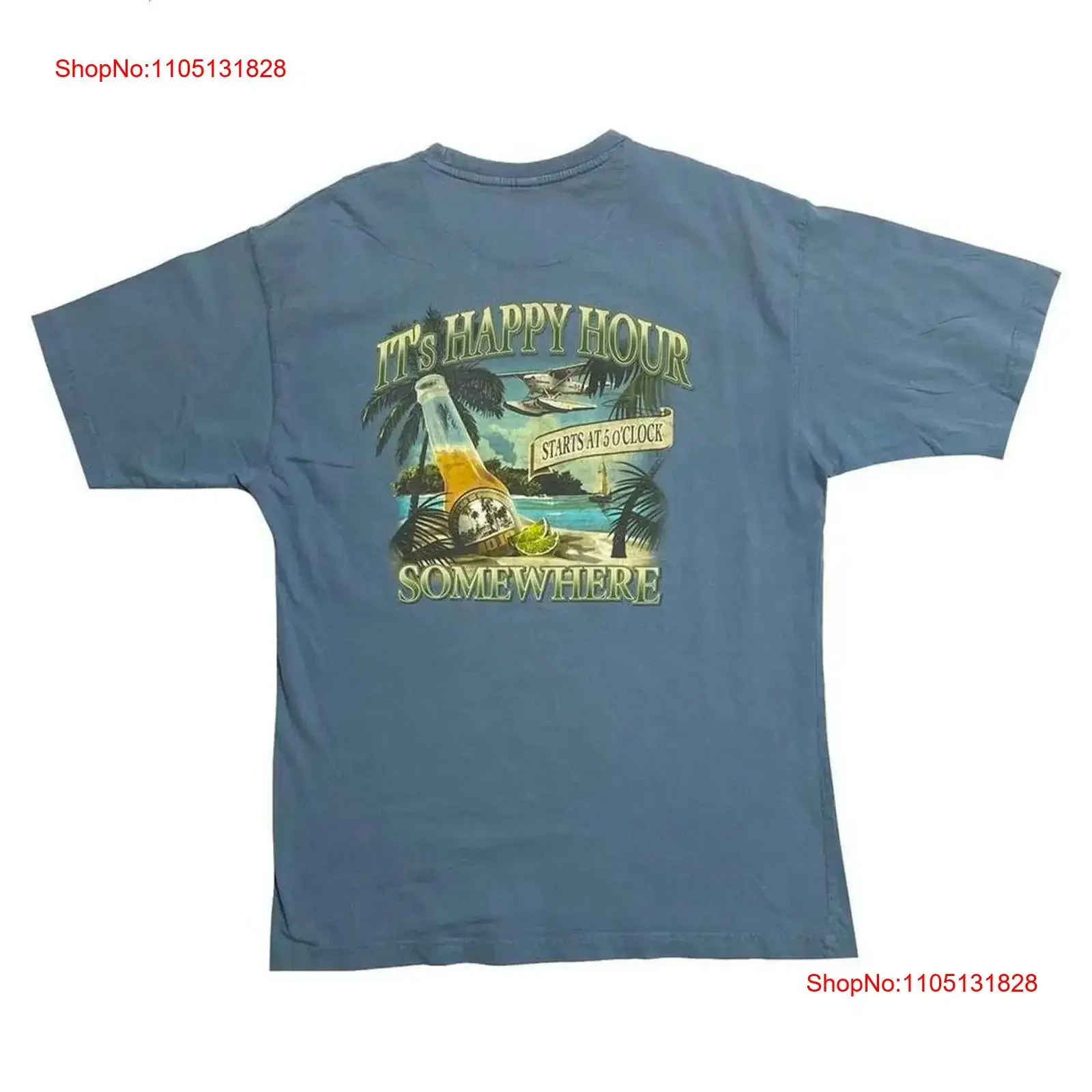 It s Happy Hour Somewhere Starts At 5 O Clock Souvenir T Shirt Large vintage Washed Versatile graphic Soft Stretched