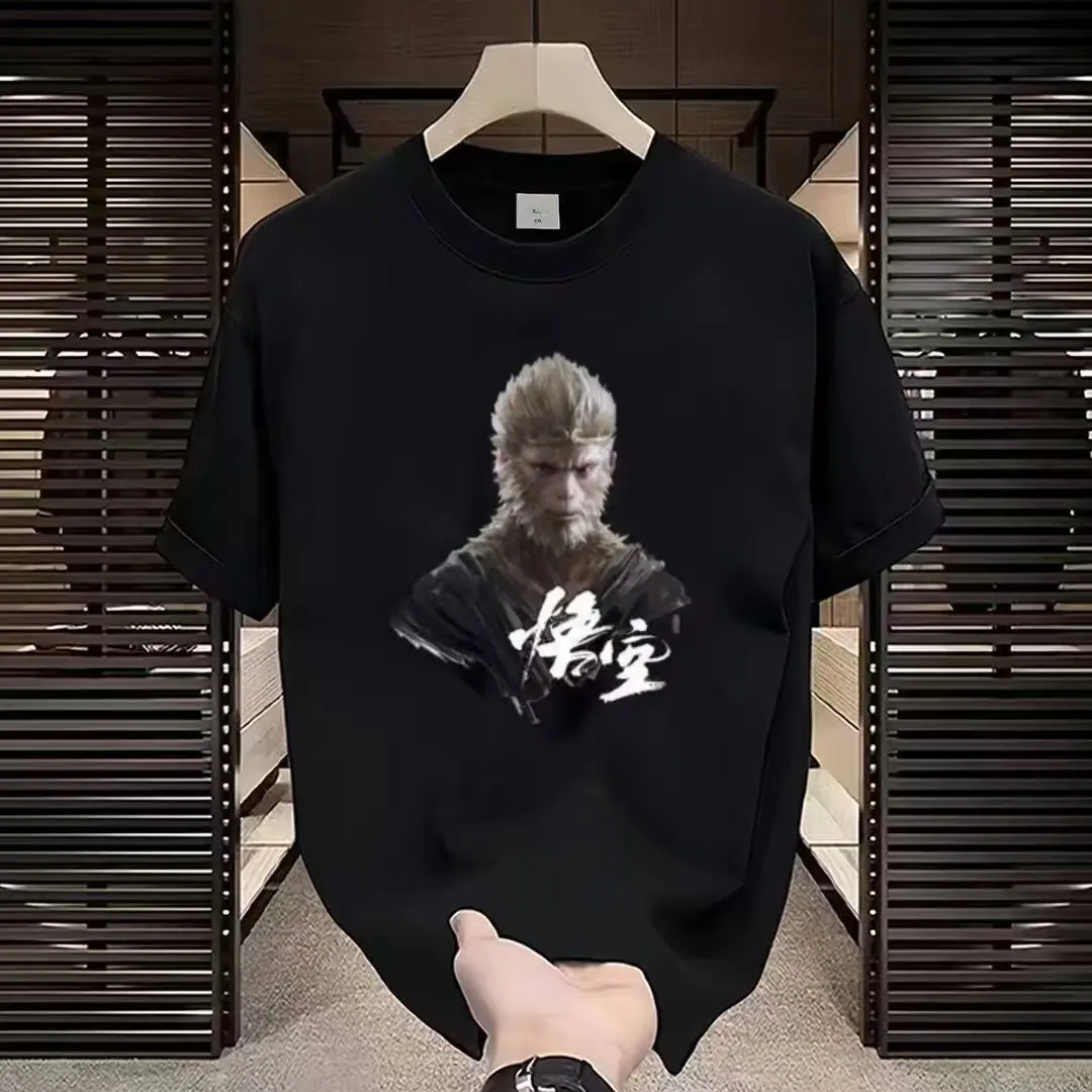 100% Puur Katoen Zwart Mythe Wukong T-Shirt Trendy Merk Game Perifere Koreaanse Versie Veelzijdige Casual Niche Korte Mouwen Tops