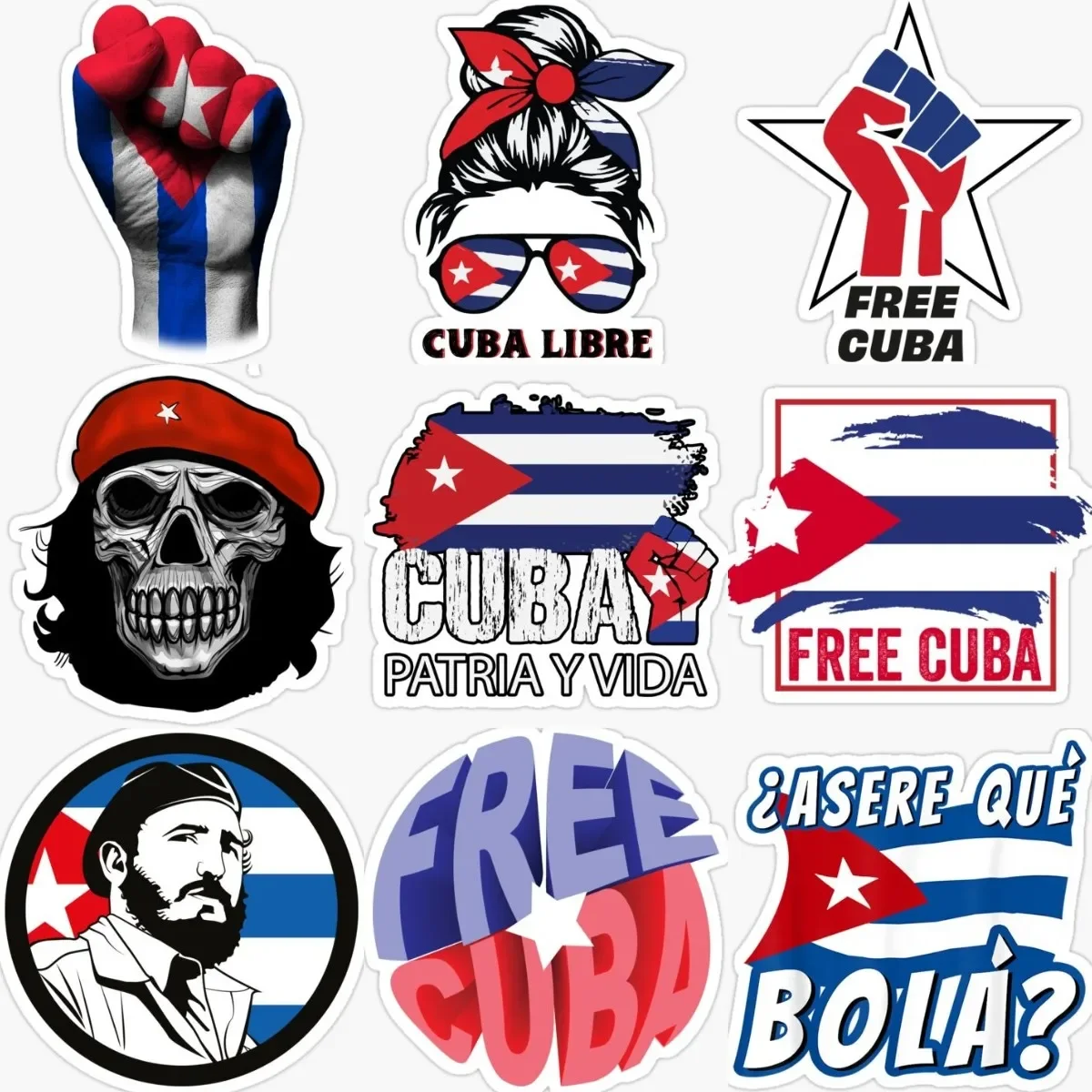 

Free Cuba Flag Skull National Emblem Creative Stickers Wall Room Truck Vinyl Camper Car Window Bicycle Table Decal Assecories