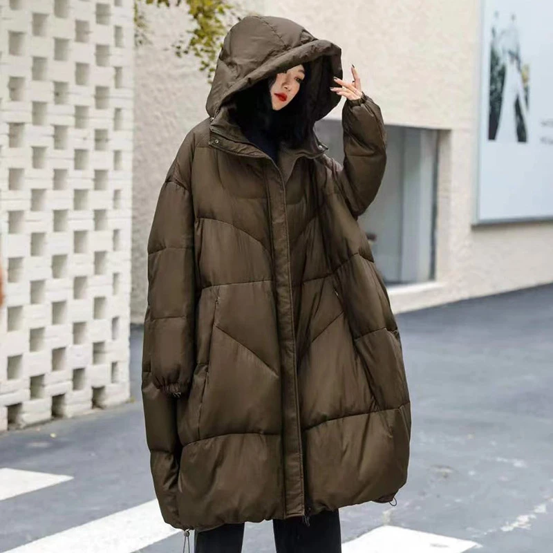 Doudoune Mi-Longue à Capuche pour Femme, Parka Épaisse et Chaude, Simple et Décontractée, Hiver