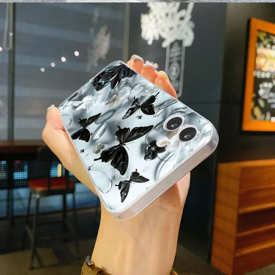 เคสโทรศัพท์ลายผีเสื้อสวยงาม สำหรับ iPhone 16e 12 Mini 16 15 14 Plus 7 8 XR 17 Air 13 12 11 Pro MAX