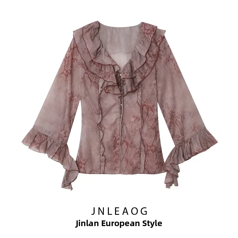 

JNLEAOG Модная повседневная женская рубашка, осенняя новинка, универсальный дизайн, длинный рукав, полиэстер, из полиэфирного волокна