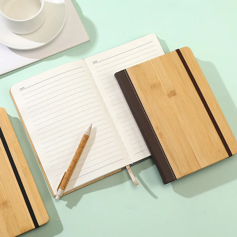 竹柄カバーノートブック卸売ストラップオフィス会議記録簿日記帳ビジネススーツオフィス＆学校用品