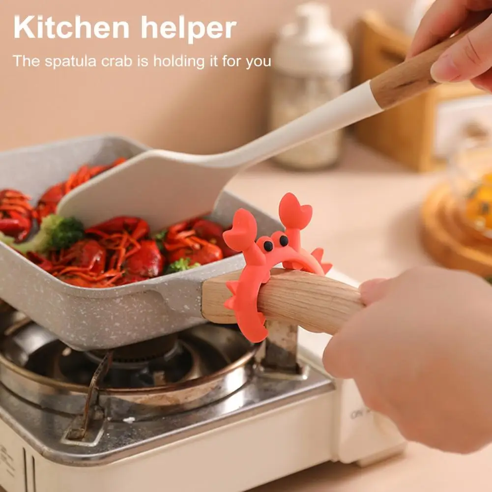 Silicone Multifunctional Spatula Holder Crab Shaped Silicone Spatula Holder Rack for Cooking Pot Anti Scalding for Utensils