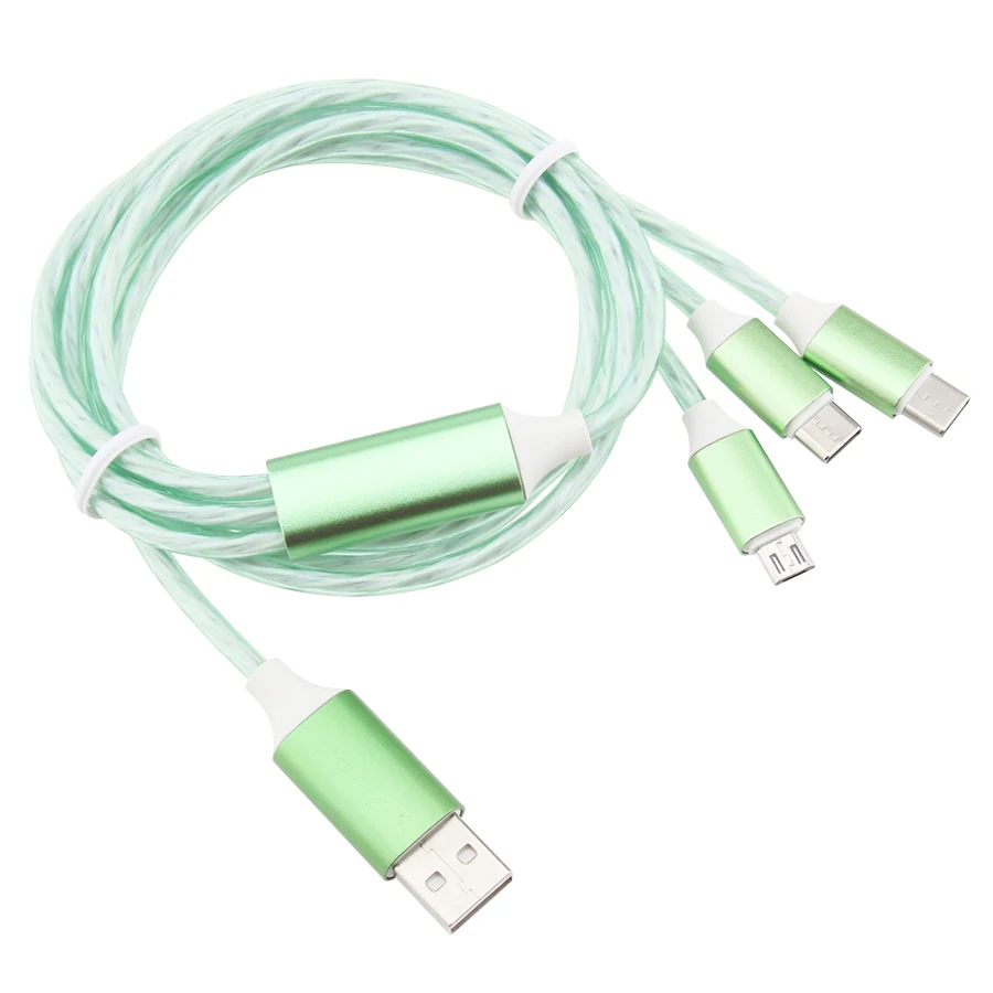 1.2m Streamer 3 in 1 Cable Fast Charging Type C 8Pin Micro USB Charge Wire For iPhone Samsung S9 Xiaomi Redmi Phone Charger Cord