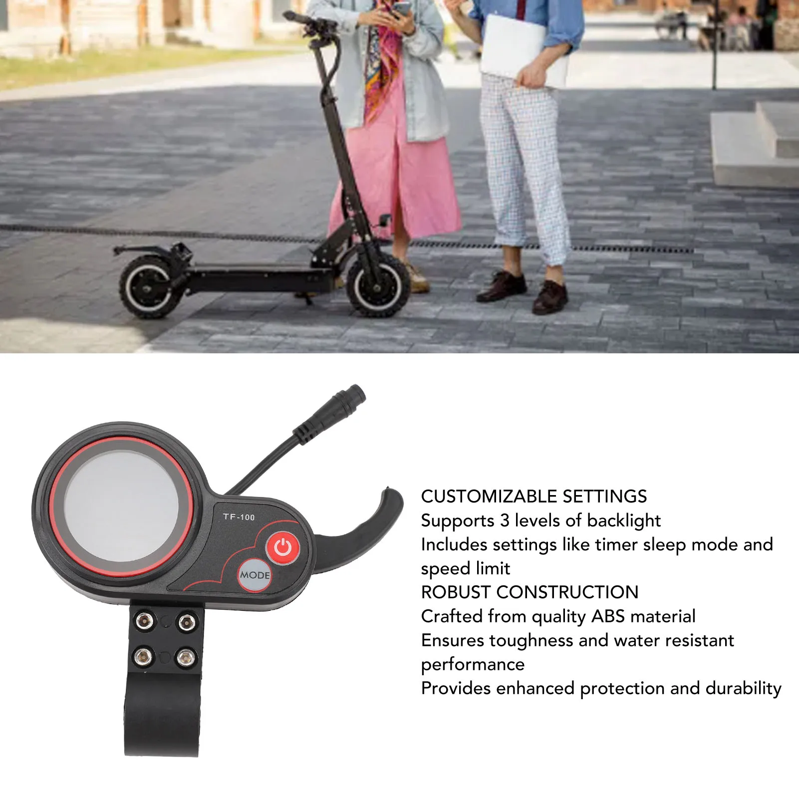 Écran LCD pour trottinette électrique 48V TF 100 avec accélérateur à pouce, panneau d'affichage électrique étanche à 6 broches pour M4 pour SEALUP Electr