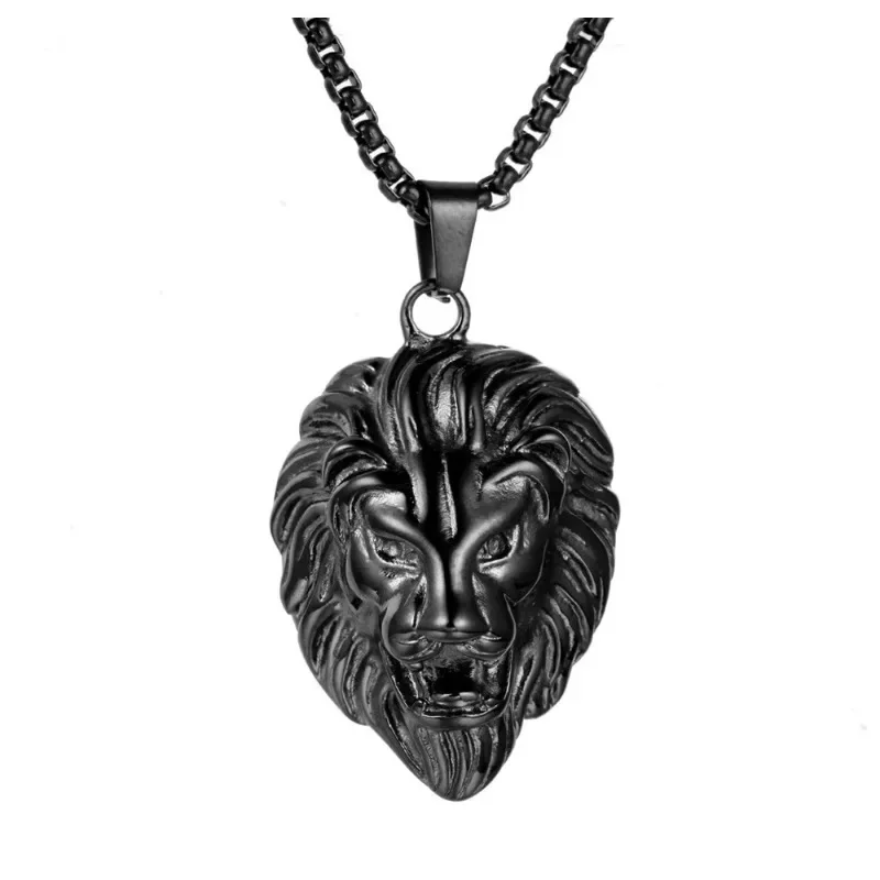 Stainless Steel Lion Head Necklaces Pendant Mens Gold Color Hot Link Chain & Pendant Punk Jewelry For Man Male