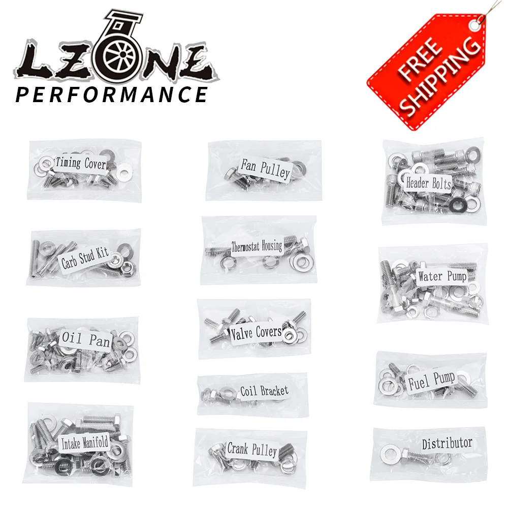 FREE SHIPPING - Small Stainless Block For Chevy SBC 265 283 302 305 307 327 350 400 Engine HEX Bolt Kit 211Pcs Nuts & Bolts