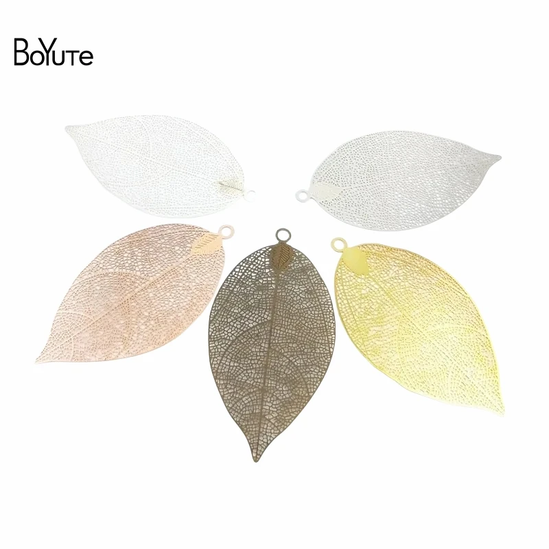 BoYuTe (10 Pieces/Lot) 75*35MM Big Metal Brass Filigree Leaf Materials Diy Jewelry Accessories