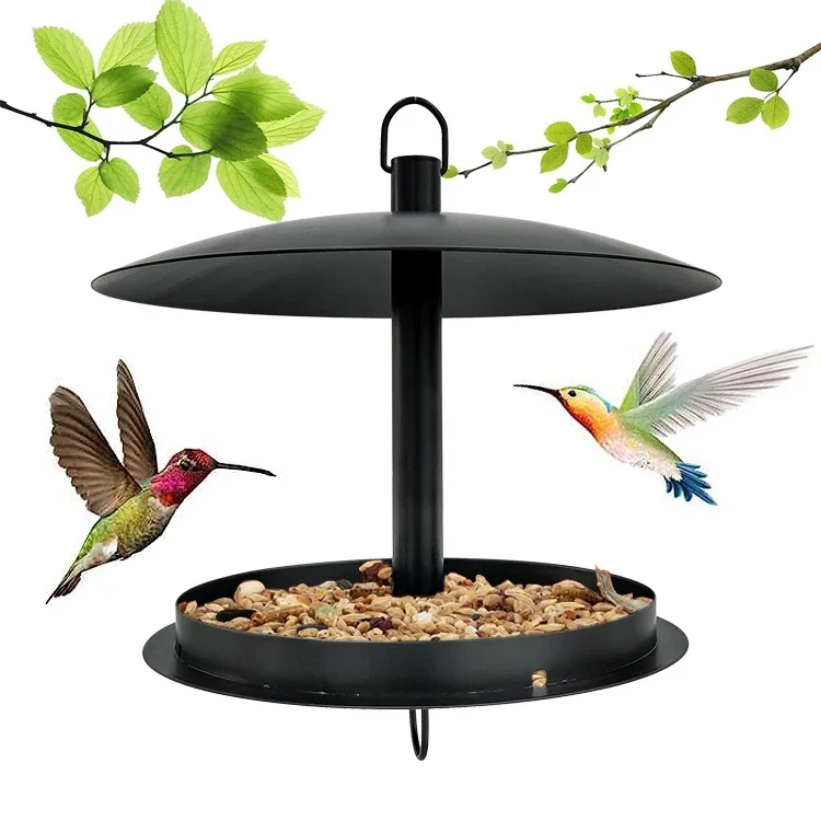 

JH-Mech Outdoor Patio Garden Bird House Wall Mounted Bird Feeder and Drinker Hanging Metal Bird Feeder