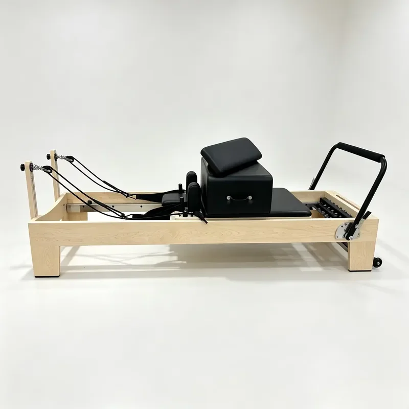 Customizable Maple Pilates Reformer with Pressing Push Bar, Home & Commercial Pilates Training Equipment
