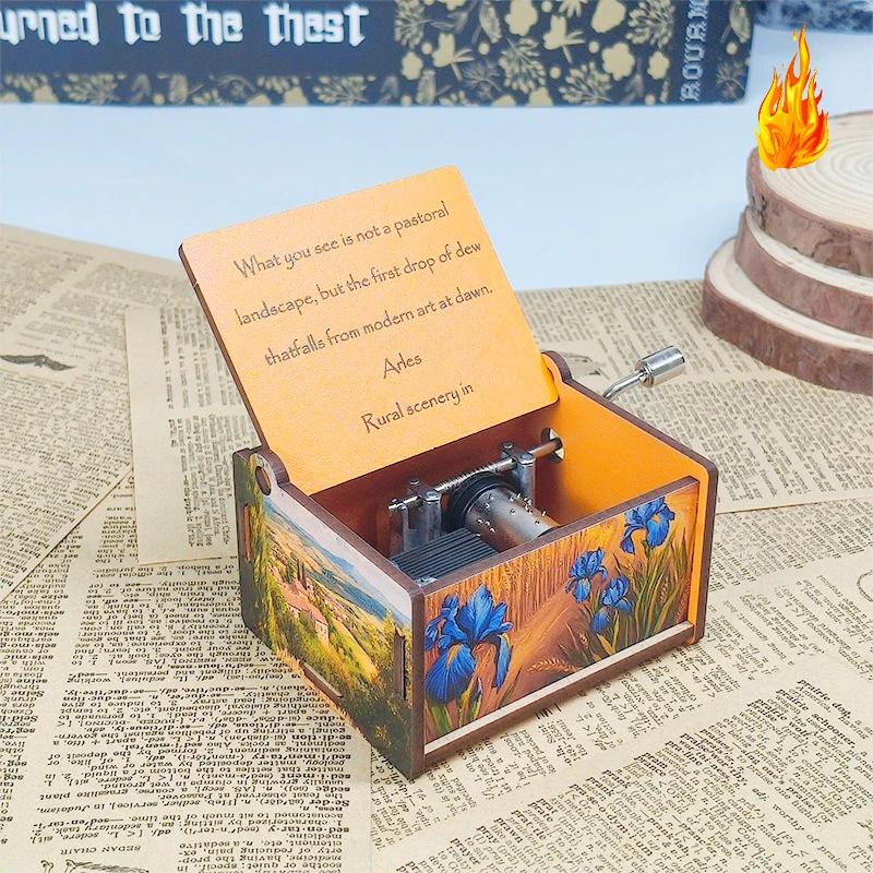 Hand-cranked Music Box Wooden Exquisite Ornament Famous Painting Famous Music Box Gift Wholesale