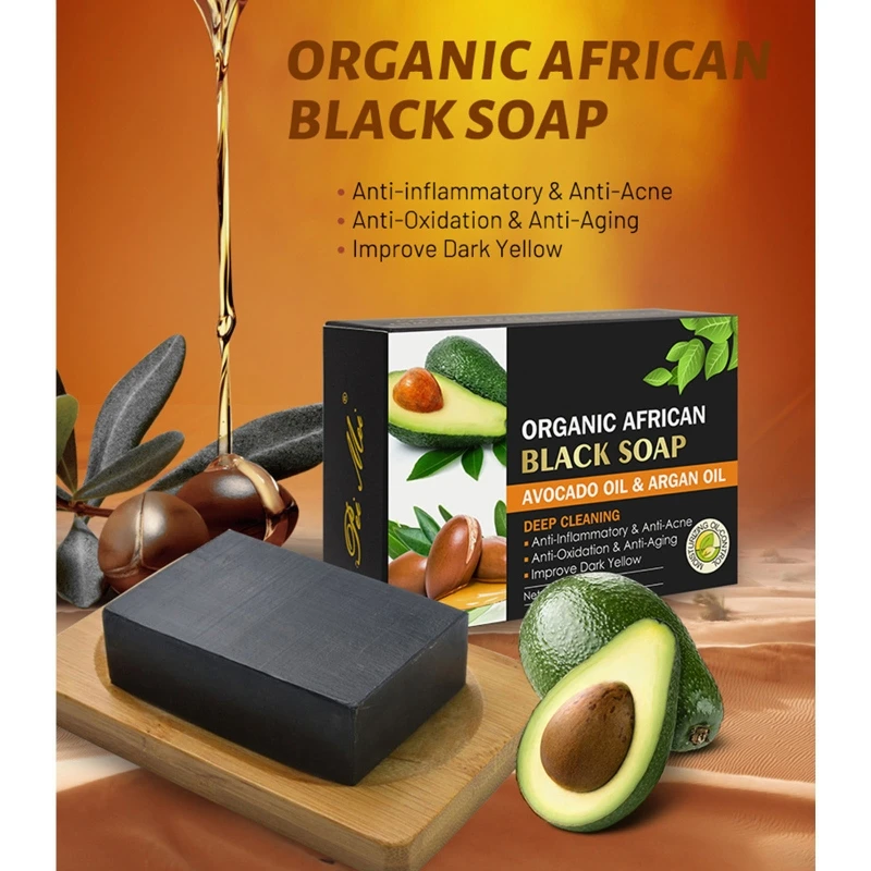 40JD Natural Bar Soap Black African Handmade Soap With Premium Avocado Oil Cold Pressed Face And Body Bar Soap