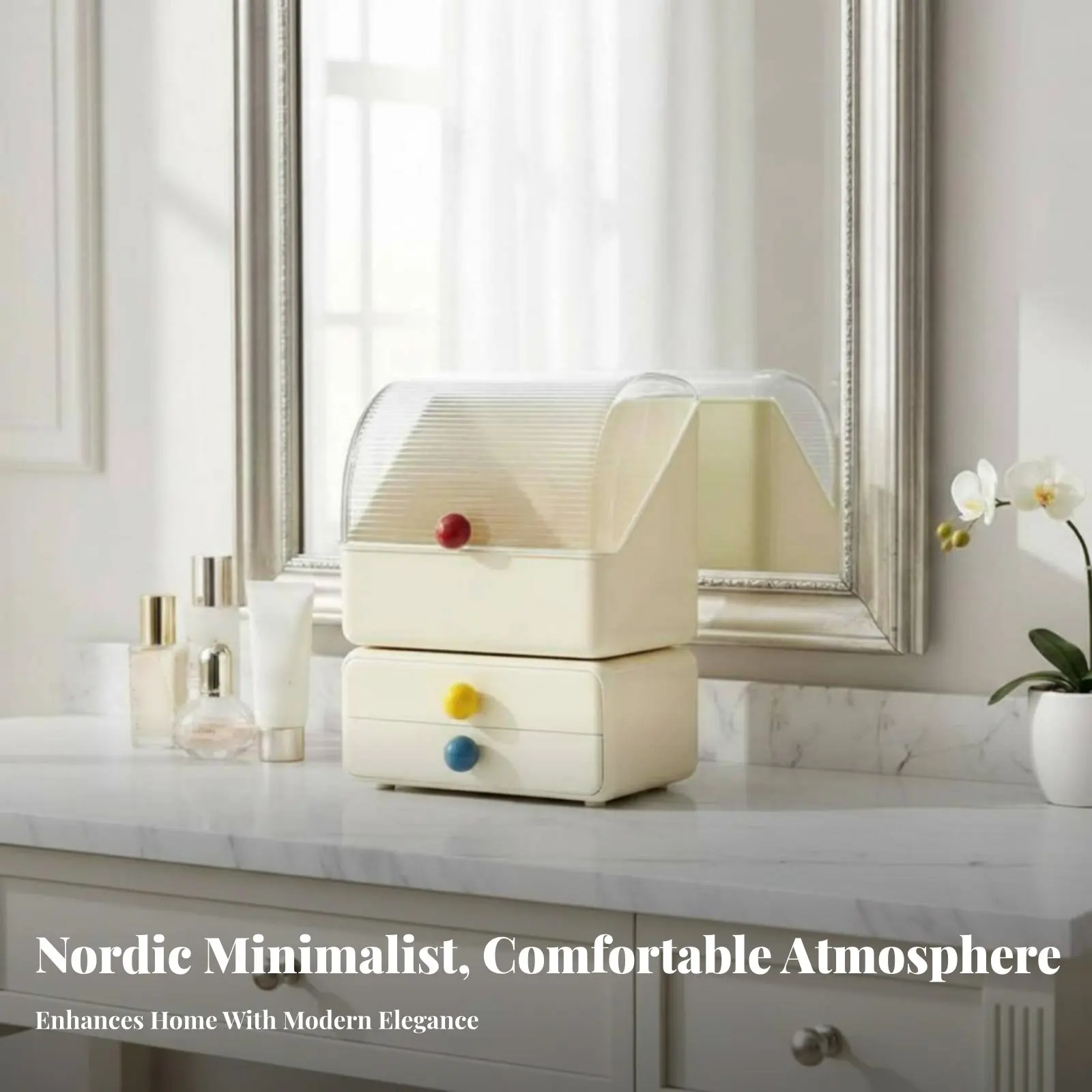 

Makeup Display Box with Drawers Large Capacity Footed Cosmetic Organizer with Drawers Particle-Resistantresistant Cover Elegant