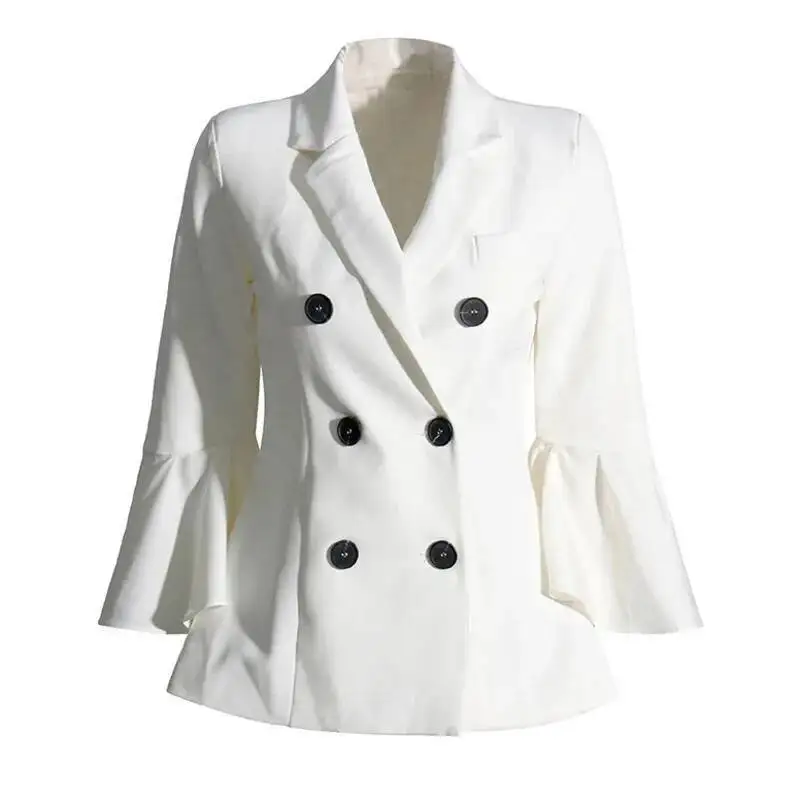 HKSH 秋冬新女性ファッションダブルブレストフレアスリーブスリムフィットブレザートップイン潮ハイストリート多用途コート HK8954