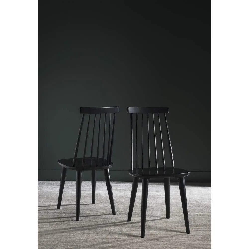 American Homes Collection Burris Country Farmhouse Wood Black Spindle Side Chair (Set of 2) dining chair  furniture