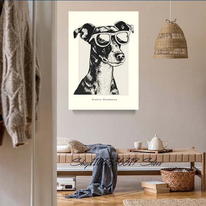 Retro Dog Illustration Tibetan Terrier Sketch Eurasier  Art Poster Canvas Painting Wall Prints Pictur Living Room Home Decor