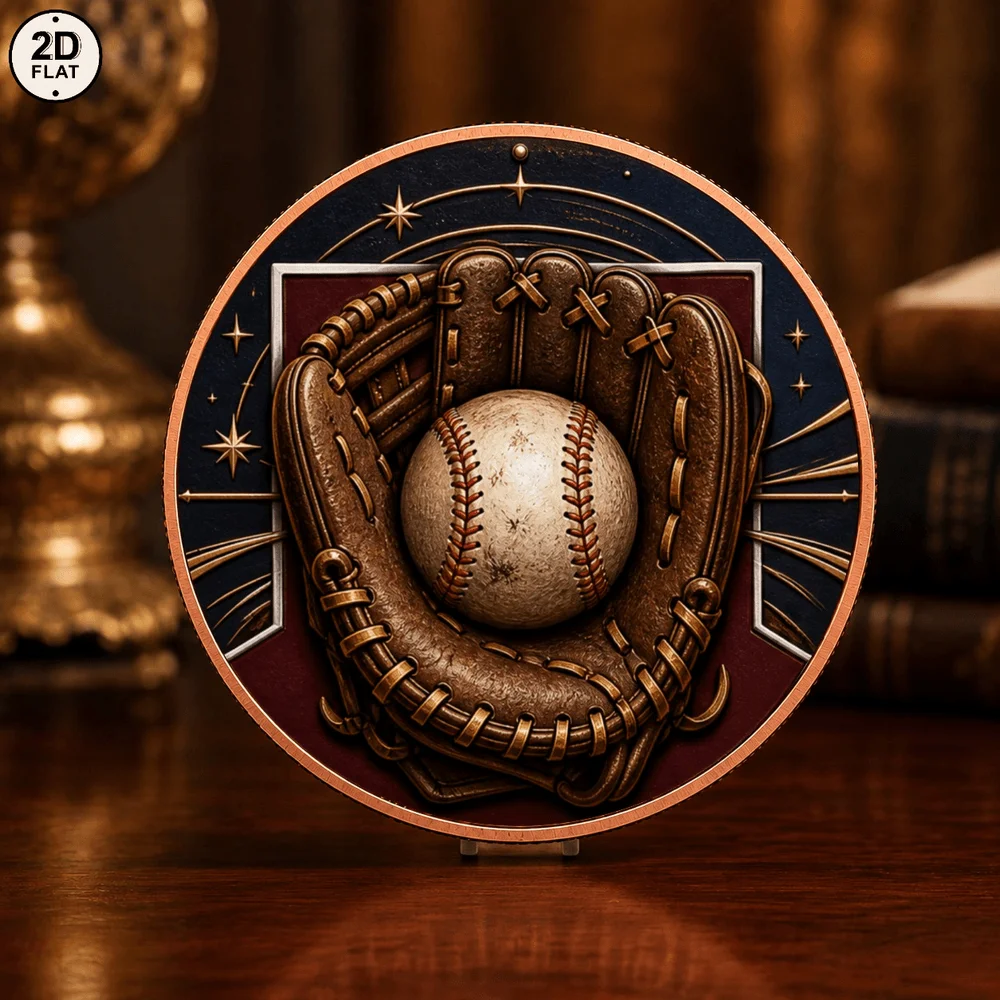 1pc Vintage Baseball Collectible Coin Leather Glove Baseball Star 1 OZ .999 Copper Token Sports Lover Gift Desktop Decor