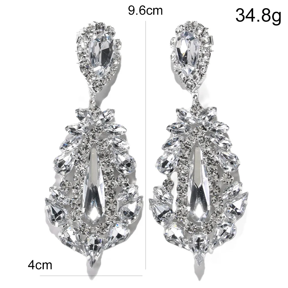 Stonefans New Statement Earrings for Women Vintage Rhinestone Dinner Fashion Wedding Accessories New Queen Exaggeration Earring