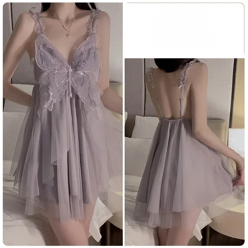 

Сексуальные женские пижамы, новое нижнее белье, соблазнительное нижнее белье с подушкой для груди, ночная рубашка с лямкой на шее, женское осеннее нижнее белье, бюстгальтер, платья, одежда