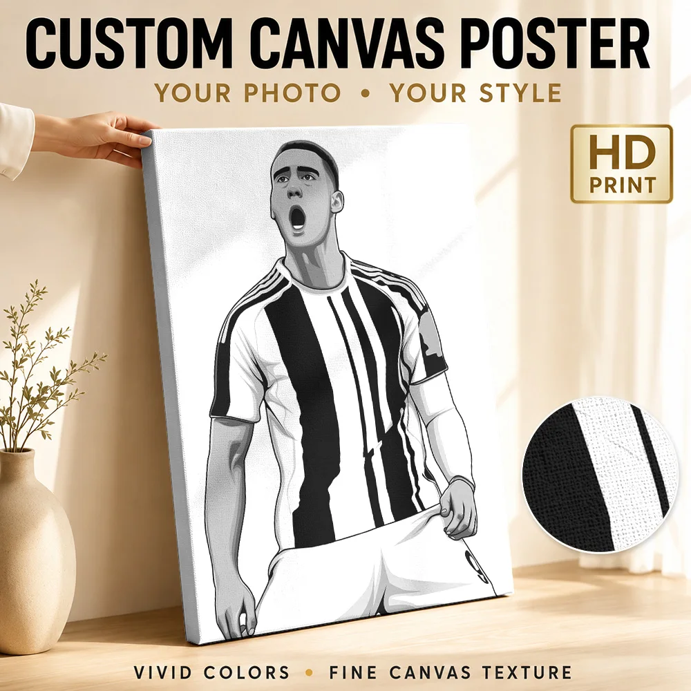 Joao Neves Holding Trophy Canvas Poster Digital Style Canvas Wall Art With Customized Photo For Games Room Ideal Collector Gift