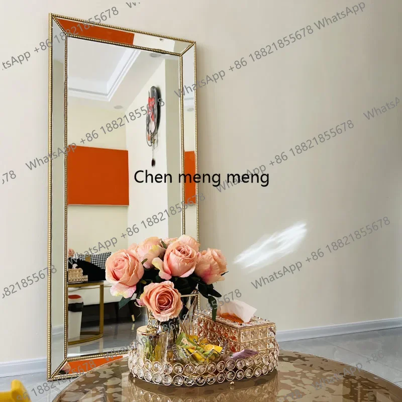 E182 Silver Luxury Mirrors Full Body Living Room Square Designer Mirrors Full Body Large Floor Vloerspiegels Furniture For Home